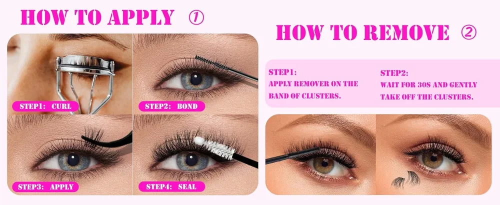GAQQI Lash Clusters Cluster Eyelash Extensions 110 Cluster Lashes Wispy Volume Eyelash Clusters 10-14mm Multilayered 3D Fluffy Individual Lashes Soft and Thin Band (3D-GQ08) - how to use false eyelash clusters beginner-friendly