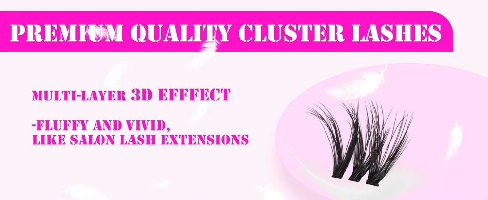 GAQQI Lash Clusters Cluster Eyelash Extensions 110 Cluster Lashes Wispy Volume Eyelash Clusters 10-14mm Multilayered 3D Fluffy Individual Lashes Soft and Thin Band (3D-GQ08) - wispy lash clusters fluffy 3D volume eyelash clusters dense