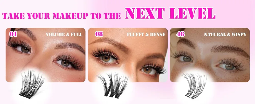 GAQQI Lash Clusters Cluster Eyelash Extensions 110 Cluster Lashes Wispy Volume Eyelash Clusters 10-14mm Multilayered 3D Fluffy Individual Lashes Soft and Thin Band (3D-GQ08) - wispy lash clusters natural eylash cluster lashes