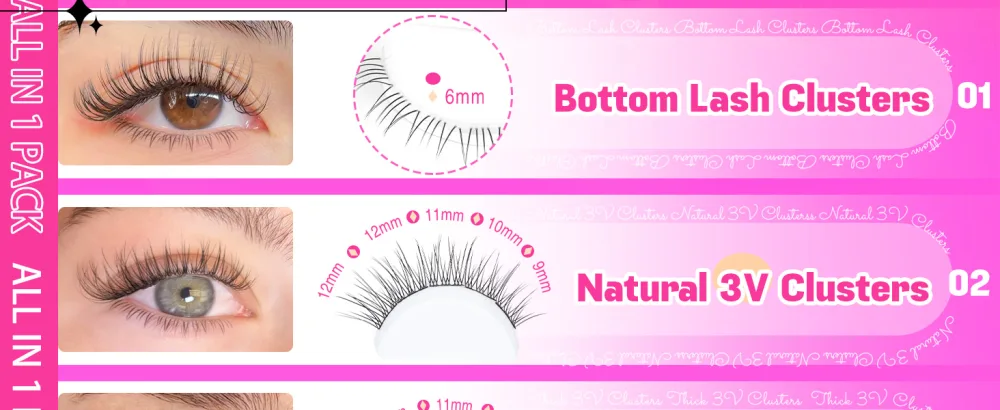 TOOCHUNAG Natural Lash Clusters Wispy Eyelash Extension 9-12mm Individual Lashes CC Curl Eyelash Clusters Thin Band Cluster Eyelash Extensions 3D Lashes Clusters for Glasses Wears Beginners - LASH