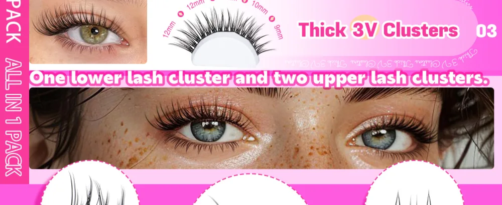 TOOCHUNAG Natural Lash Clusters Wispy Eyelash Extension 9-12mm Individual Lashes CC Curl Eyelash Clusters Thin Band Cluster Eyelash Extensions 3D Lashes Clusters for Glasses Wears Beginners - LASH
