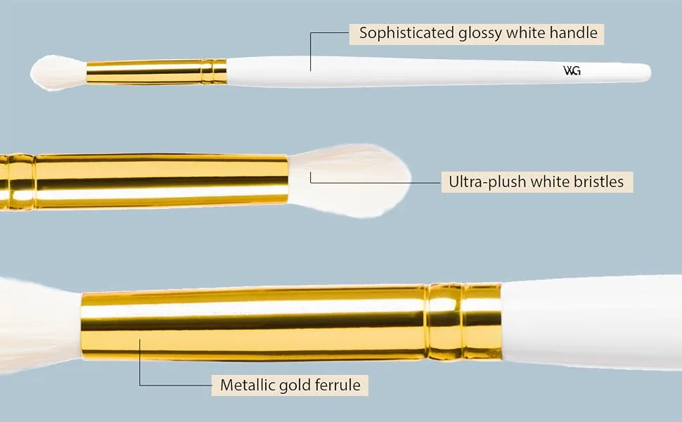 White Gold Collection #8 Medium Crease Brush - Gold