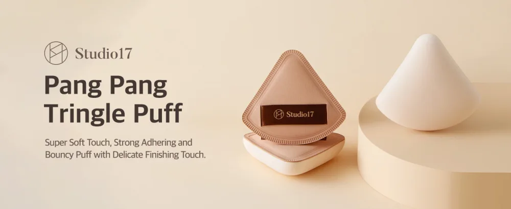 Makeup Powder Puff Triangle Shape | Puff with Latex for Plush and Soft Touch | Big Size Puff for Quick Makeup | Small Puff Tip for Precise Application | Korean Makeup Puff - Studio17 makeup sponge puff latex powder foundation tringle shape even makeup application