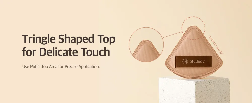 Makeup Powder Puff Triangle Shape | Puff with Latex for Plush and Soft Touch | Big Size Puff for Quick Makeup | Small Puff Tip for Precise Application | Korean Makeup Puff - Studio17 makeup sponge puff latex powder foundation tringle shape even makeup application