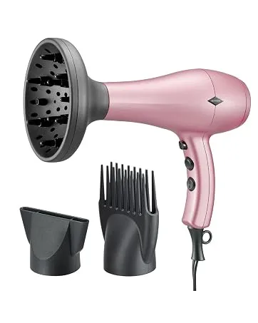 NITION Negative Ions Ceramic Hair Dryer with Diffuser Attachment Ionic Blow Dryer Quick Drying,1875 Watt 2 Speed / 3 Heat Settings,Cool Shot Button,Lightweight,Champagne Gold - HAIR DRYER