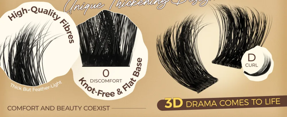 LASHVIEW Lash-Extension-Clusters Volume Lash Clusters 9-18mm mix Fluffy Lash Extension D Curl Individual Lashes DIY Clusters Lashes Extension at Home NM04 - LASHVIEW
