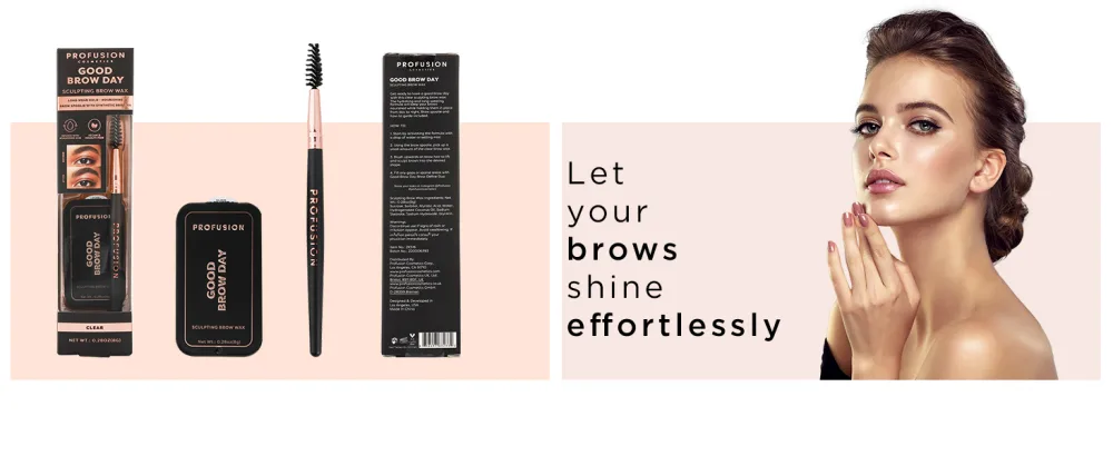 Profusion Cosmetics Good Day Sculpting Brow Wax Vegan Sculpting Brow Wax for All-Day Hold and Hydration Spoolie for Long Lasting Beautiful Brows - Brows shine effortlessly