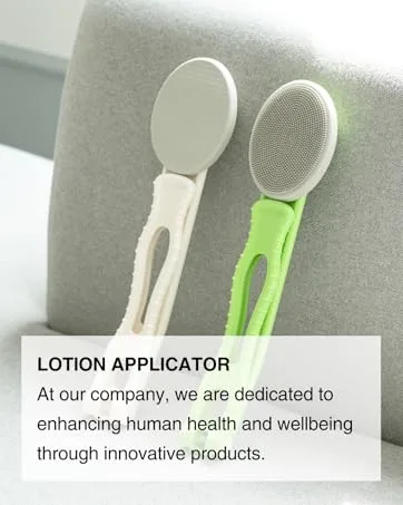Body Oil Applicator (2nd gen) - 19" Foldable Long Curved Handle with Replaceable Brush Head Spill Prevention Non-Toxic Washable Foam Pad Perfect for Tanning and Body Oils Includes 2 Pads - product information 4