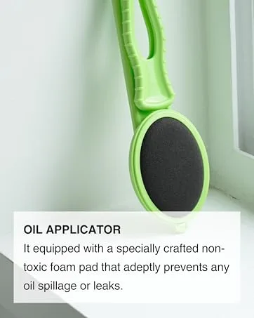 Body Oil Applicator (2nd gen) - 19" Foldable Long Curved Handle with Replaceable Brush Head Spill Prevention Non-Toxic Washable Foam Pad Perfect for Tanning and Body Oils Includes 2 Pads - product information 5