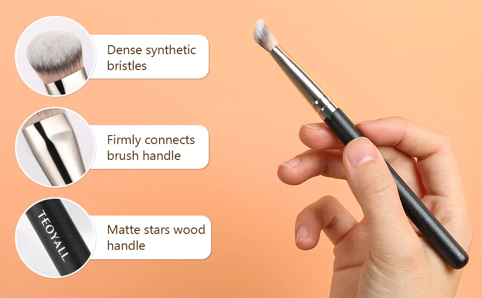 TEOYALL Under-Eye Concealer Brush Small Flat Angled Synthetic Bristles Flawless Coverage Multitask Brush with Liquid Cream Powder - nose contour brush