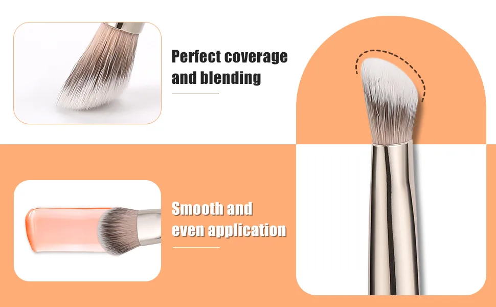 TEOYALL Under-Eye Concealer Brush Small Flat Angled Synthetic Bristles Flawless Coverage Multitask Brush with Liquid Cream Powder - under eye concealer brush