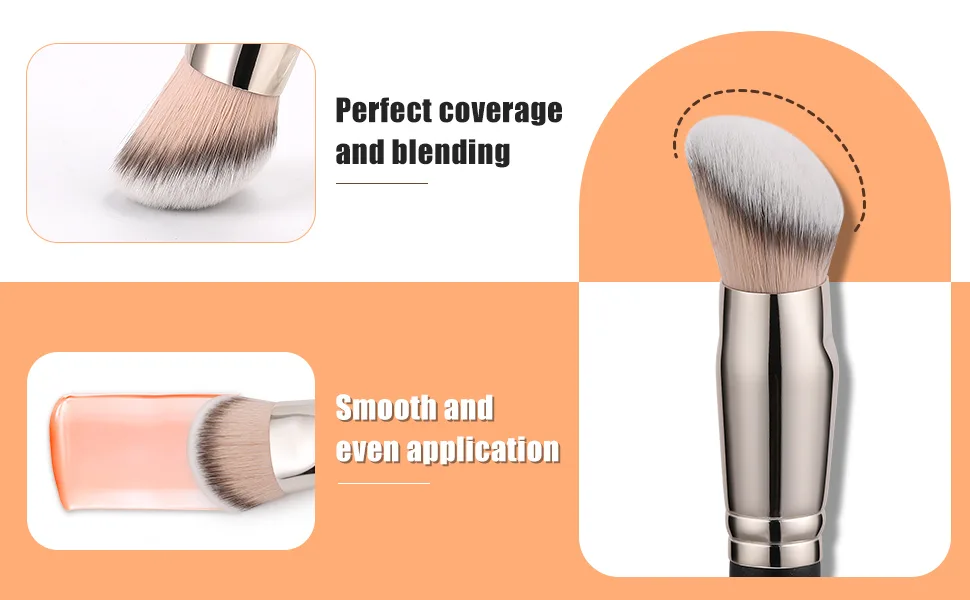 TEOYALL Flat Angled Foundation Brush Large Dense Synthetic Bristles Kabuki Brush for Base Makeup with Liquid Cream Powder - angled foundation brush