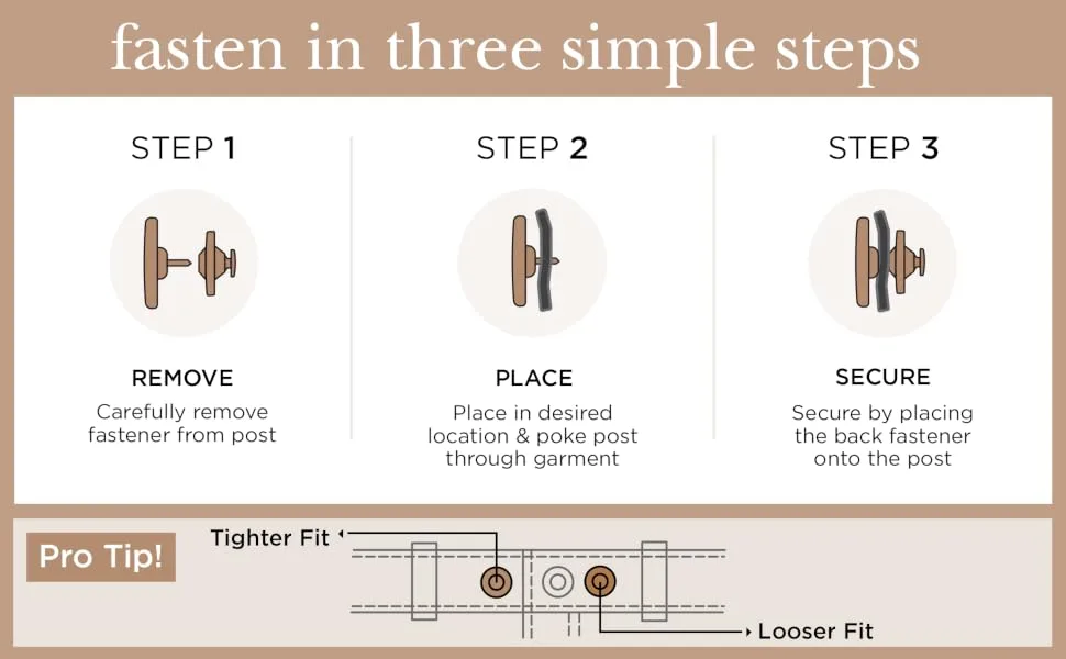 Nippies Adjust-a-Button for Jeans - Pack of 2 Adjustable, Replacement Buttons for Jeans and Denim - Instant Adjuster Button Pins for Tight or Loose Pants - fasten in three simple steps