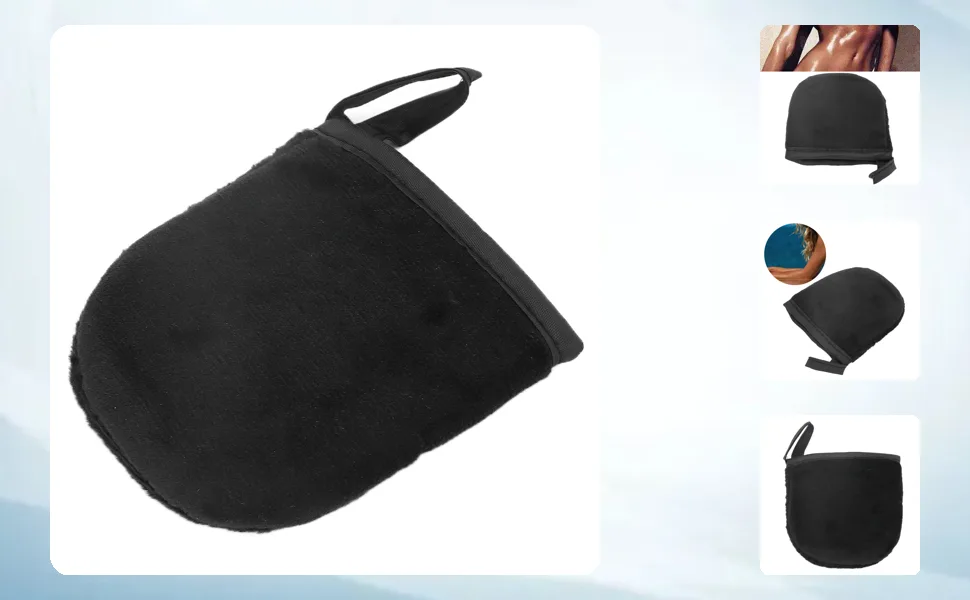 Tanninging Mitts for Even Application Reusable Self Tanner Sponge Mitten Skin with Tanning Mousse Cream Moisturizer and Sunscreen Spray (Black) - 1410210070411-1