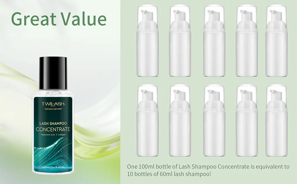 Lash Shampoo Concentrate (100ml/ 3.42oz): Deep Cleanse Long-Lasting Hydration Gentle Formula (Sensitive Eyes & Lash Extensions Makes Up To 20.5oz) 6 Customizable Fragrances (Unscented) Unscented 100ml - 1003