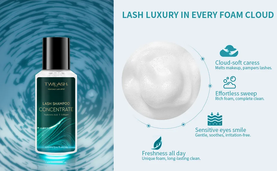 Lash Shampoo Concentrate (100ml/ 3.42oz): Deep Cleanse Long-Lasting Hydration Gentle Formula (Sensitive Eyes & Lash Extensions Makes Up To 20.5oz) 6 Customizable Fragrances (Unscented) Unscented 100ml - 1004