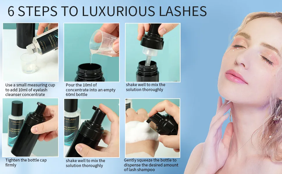 Lash Shampoo Concentrate (100ml/ 3.42oz): Deep Cleanse Long-Lasting Hydration Gentle Formula (Sensitive Eyes & Lash Extensions Makes Up To 20.5oz) 6 Customizable Fragrances (Unscented) Unscented 100ml - 1005
