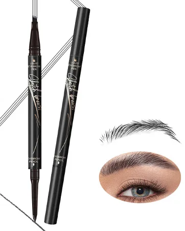 Microblading Eyebrow Pencil Brow Pencil 2-in-1 Dual-headed Eyebrow Pen with 4-Prong Micro-Fork-Tip Applicator and Precise Brush-Tip Create Natural-Looking Brows Stay on All Day Light Brown Light-brown - 4-Prong Micro-Fork-Tip Eyebrow Pen