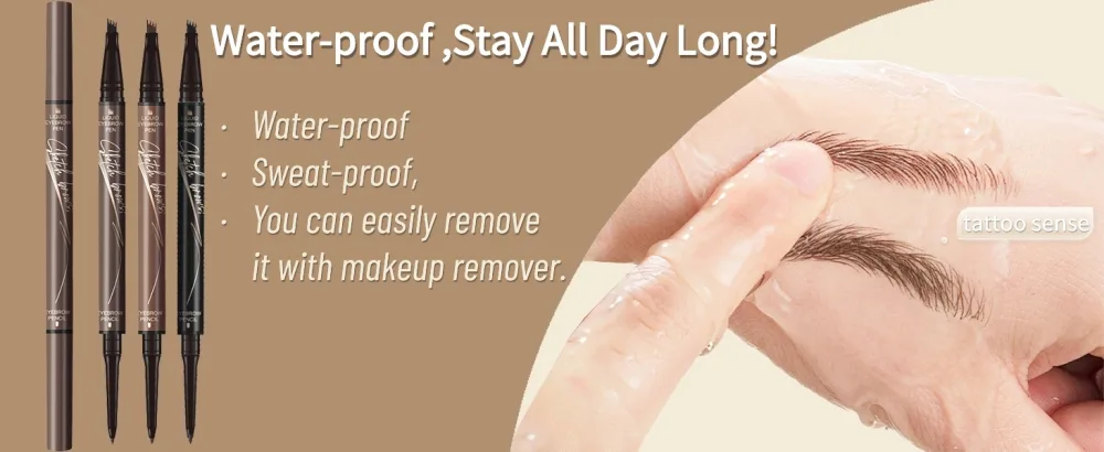 Microblading Eyebrow Pencil Brow Pencil 2-in-1 Dual-headed Eyebrow Pen with 4-Prong Micro-Fork-Tip Applicator and Precise Brush-Tip Create Natural-Looking Brows Stay on All Day Light Brown Light-brown - waterproof eyebrow pencil