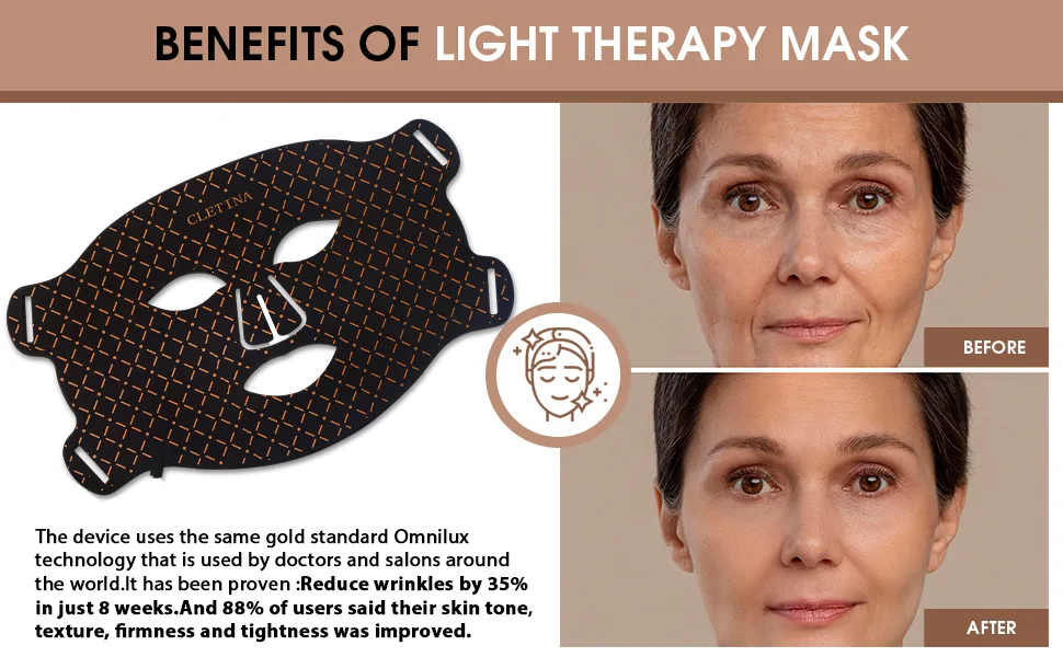 LED Light Therapy Mask Red Blue Near-Infrared Face Light Therapy Mask for Acne Wrinkle - product information 8