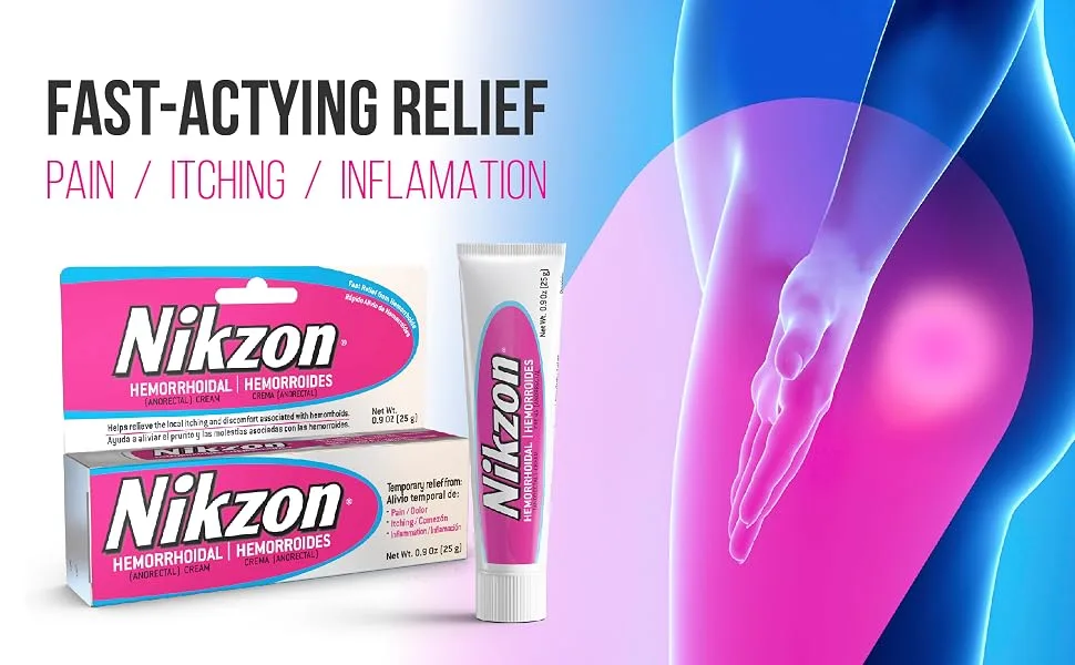 Nikzon Hemorrhoidal Cream, Vasoconstrictor & Anesthetic Cream Pain Itching Inflammation Relief, 0.9 oz - product information 5
