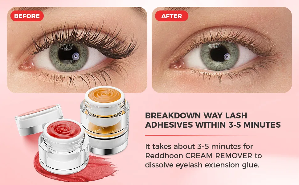 Eyelash Extension Remover Cream Professional Lash Remover for Lash Extensions Low Irritation Fast Dissolution Lash Extension Remover Cream for Salon Use 5g (Strawberry) - Lash Extension Remover
