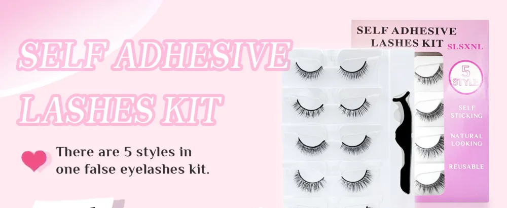 Reusable Self Adhesive Eyelashes Natural Look Self Sticking Lashes No Glue 5 Pairs Fluffy Self Adhesive Lashes Strip False Eyelashes with Tweezer - Reusable Self Adhesive Eyelashes