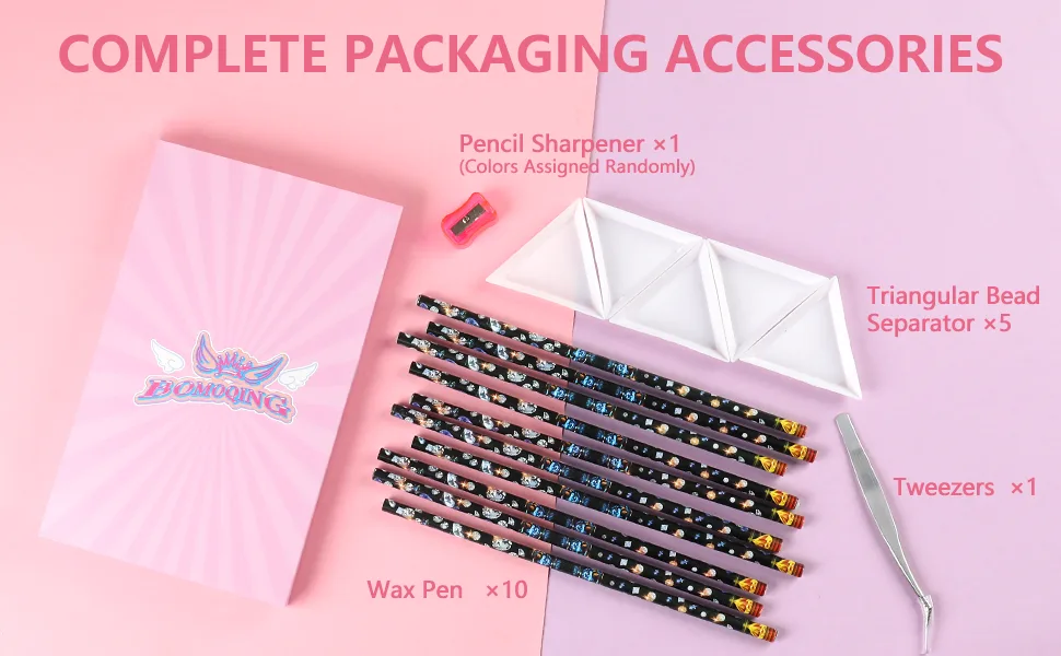 10 Pencil for Rhinestones Pick up Wax Rhinestone Picker Tool Pencil Nail Dotting Applicator White Bead Sorting Tray Triangular Plate 1 Pencil Sharpener 1 Tweezers for Nail Art DIY - Packaging accessories
