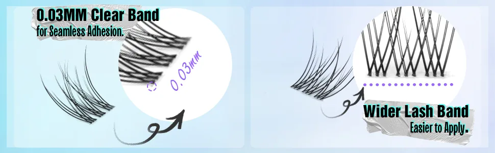 Natural Lash Clusters Wispys Eyelash Extensions - natural clear lash band