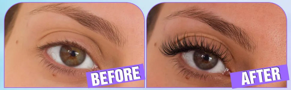 Natural Lash Clusters Wispys Eyelash Extensions - wearing effect