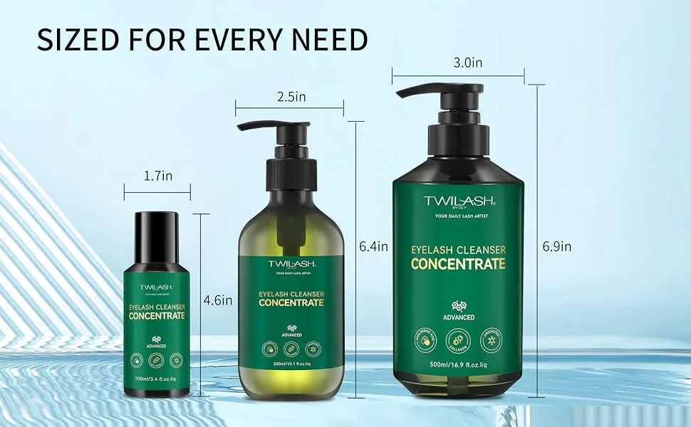 Eyelash Cleanser Concentrate 100ml/ 3.42oz - Professional Unscented Foaming Lash Shampoo for Extensions with Salon & Home Care - Makes 20.5oz Eyelash Shampoo - lv22