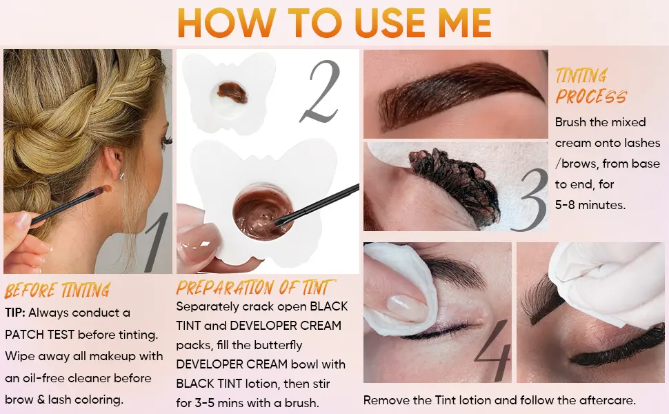 Eyelash Dye Kit Black Lash Tint Instant Natural Voluminous Coloring for Eyelash Tint with Complete Tools for Salon Grade Home DIY - eyelash tint kit