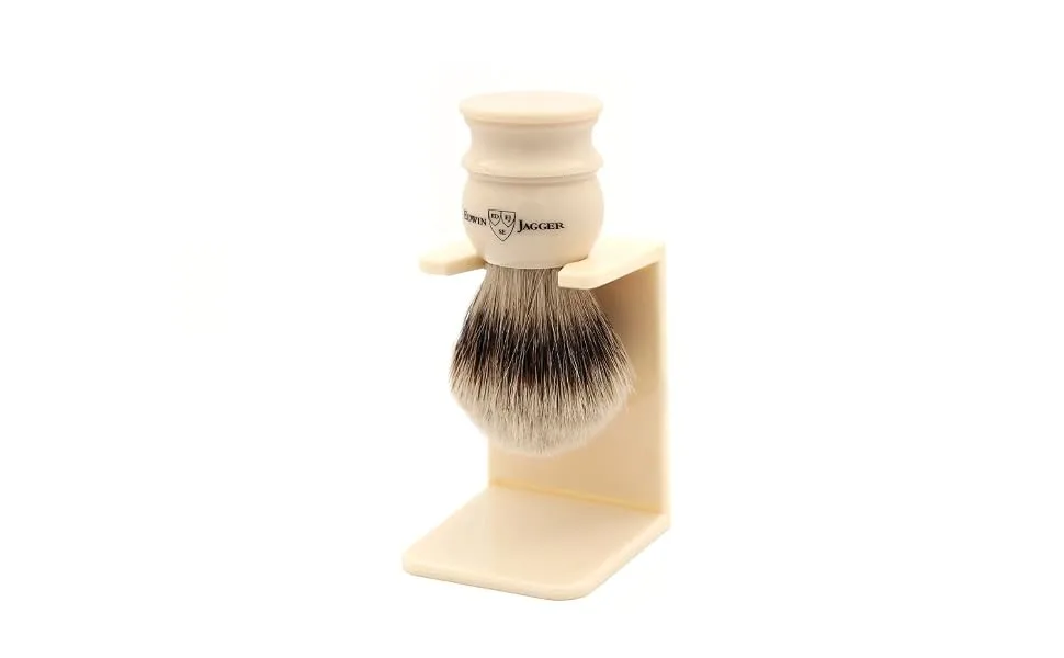 Edwin Jagger 1EJ467SDS Medium Silver Tip Badger Shaving Brush with Stand Imitation Ivory for use with Shaving Cream or Soap for Men Medium Imitation Ivory - Edwin Jagger 1EJ467SDS Medium Silver Tip Badger Shaving Brush with Stand, Imitation Ivory