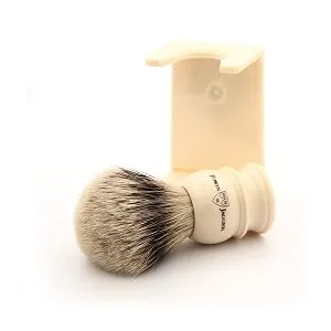 Edwin Jagger 1EJ467SDS Medium Silver Tip Badger Shaving Brush with Stand Imitation Ivory for use with Shaving Cream or Soap for Men Medium Imitation Ivory - Edwin Jagger 1EJ467SDS Medium Silver Tip Badger Shaving Brush with Stand, Imitation Ivory
