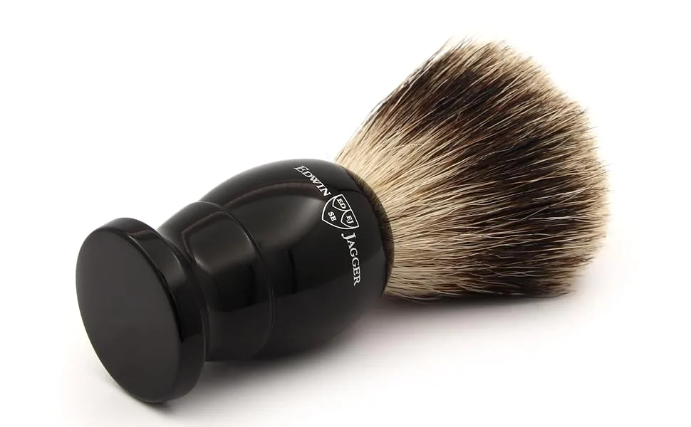 Edwin Jagger 5EJ876 Extra Large Best Badger Shaving Brush Imitation Ebony for use with Shaving Cream or Soap for Men Extra Large Imitation Ebony - Edwin Jagger 5EJ876 Extra Large Best Badger Shaving Brush, Imitation Ebony - Angled front view