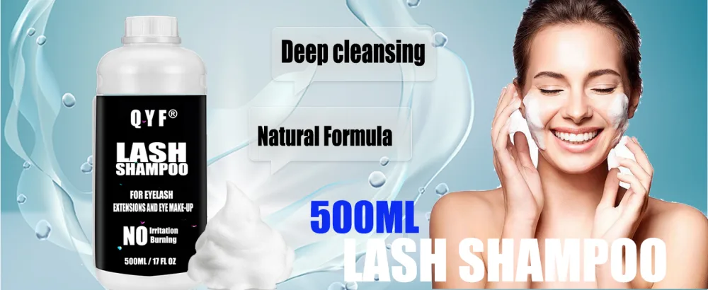 Eyelash Extension Shampoo 500ml Lash Extensions Shampoo Eyelid Foaming Cleanser Paraben & Sulfate Free Non-Irritating for Professional Salon and Home Use Unscented-500ML - lash shampoo