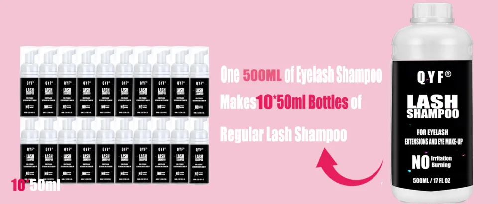Eyelash Extension Shampoo 500ml Lash Extensions Shampoo Eyelid Foaming Cleanser Paraben & Sulfate Free Non-Irritating for Professional Salon and Home Use Unscented-500ML - lash shampoo