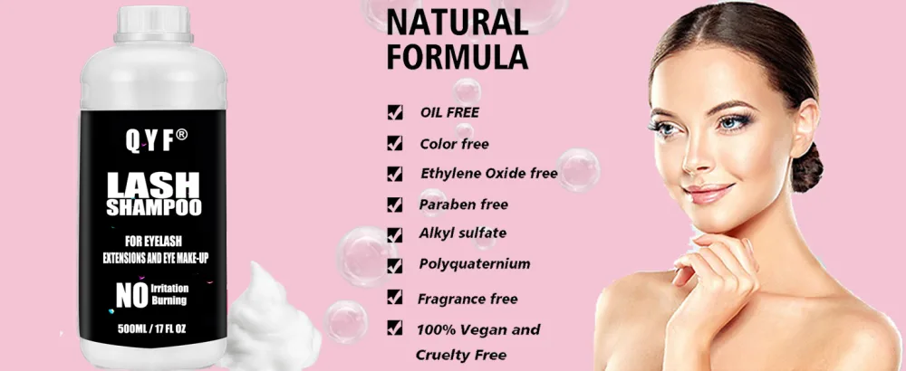 Eyelash Extension Shampoo 500ml Lash Extensions Shampoo Eyelid Foaming Cleanser Paraben & Sulfate Free Non-Irritating for Professional Salon and Home Use Unscented-500ML - lash shampoo