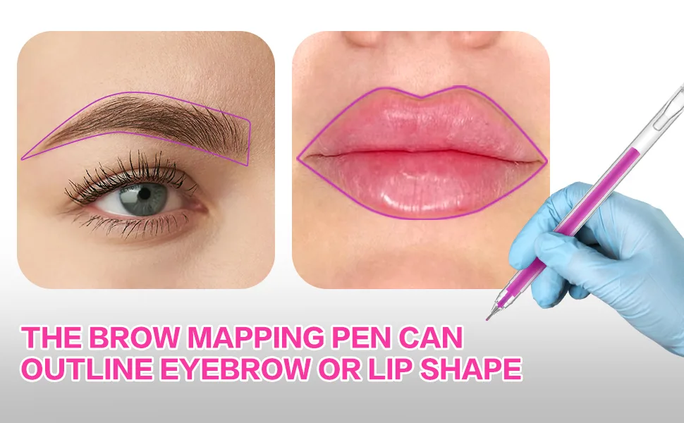 Brow Mapping Pen 3 Colors Eyebrow Lip Positioning Pen Brow Gel Pen for Brow Mapping Microblading Eyebrow Marker Pen Eyebrow Permanent Makeup Position Mapping Mark Tools - brow gel pen brow mapping pen
