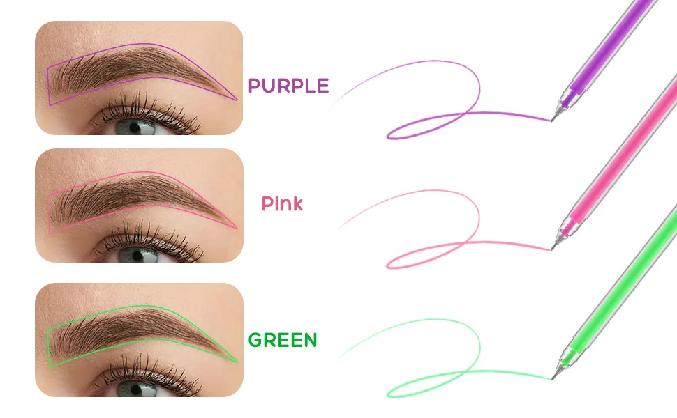 Brow Mapping Pen 3 Colors Eyebrow Lip Positioning Pen Brow Gel Pen for Brow Mapping Microblading Eyebrow Marker Pen Eyebrow Permanent Makeup Position Mapping Mark Tools - brow mapping pen brow pen eyebrow marker eyebrow contouring pen brow mapping brow gel pen