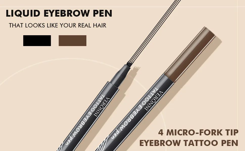 Rechoo Eyebrow Pencil Brown Eye Makeup Liquid Brow Pen Micro Fork Waterproof Long Lasting Dark Brown Natural Looking 4 Micro-Fork Tip Design A-Dark Brown - liquid eyebrow pen