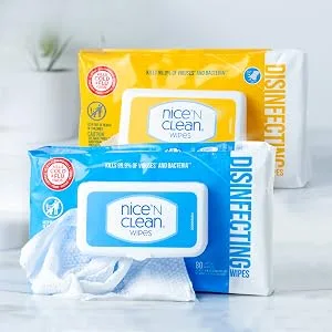 Nice 'N Clean Disinfecting Surface Wipes 72ct | Cleans & Disinfects Home & Kitchen Surfaces | Lemon Scent 72 Count (Lemon Scent) - Wipes