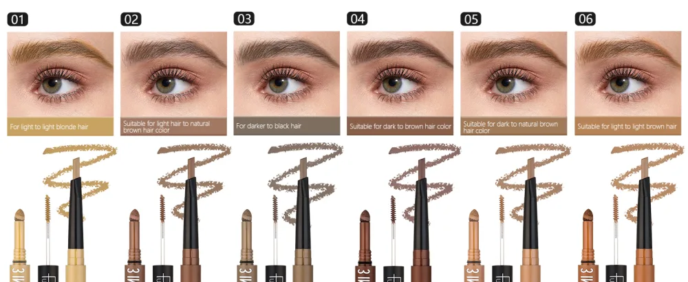 3 in 1 Eyebrow Pencil Just One Brow Pencil to Create Your Perfect Eyebrow Fine crafted eyebrow shape making eyebrows dense and lively Upgrade Design (Dark Brown) - eyebrow pencil