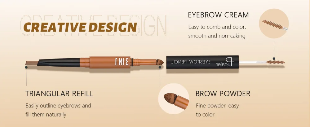 3 in 1 Eyebrow Pencil Just One Brow Pencil to Create Your Perfect Eyebrow Fine crafted eyebrow shape making eyebrows dense and lively Upgrade Design (Dark Brown) - eyebrow pencil