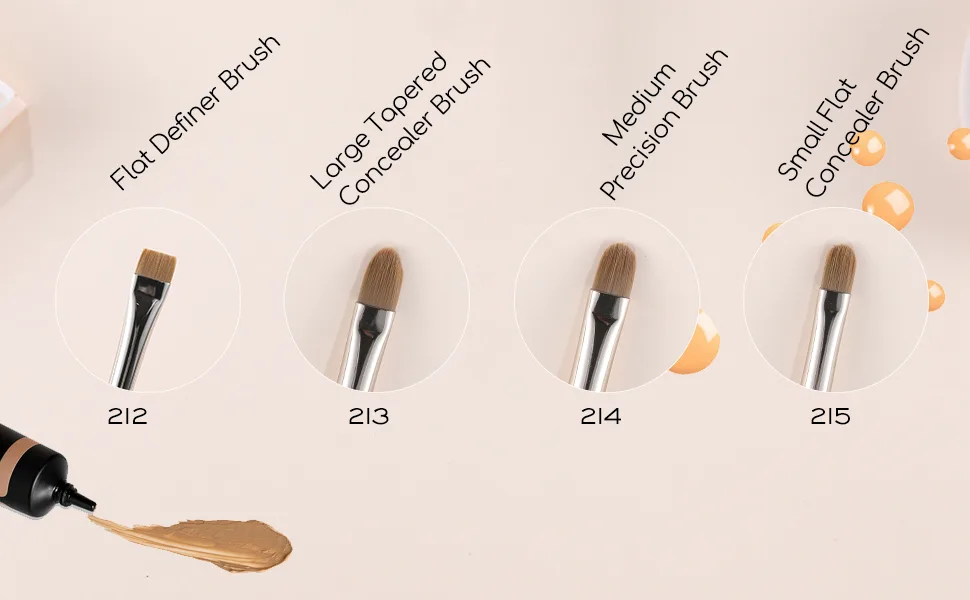 Eye Makeup Brushes Set Flat Concealer Brushes for Under Eye Concealer Dark Circles Puffiness Makeup Applicator -Liquid Cream Gel Cosmetics Blending - comcealer brush set