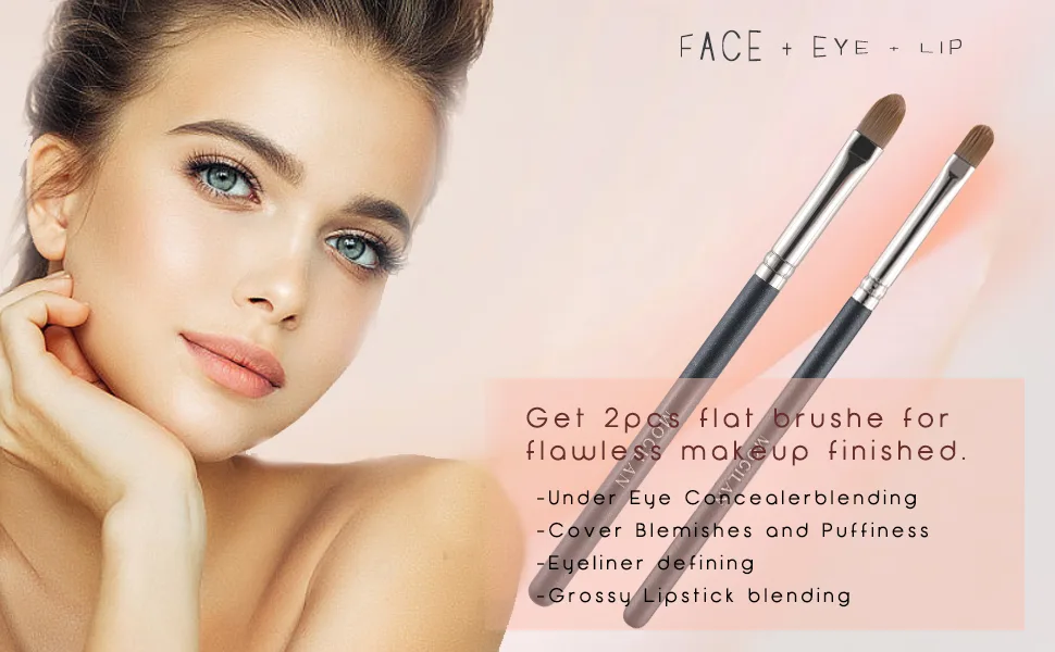 Eye Makeup Brushes Set Flat Concealer Brushes for Under Eye Concealer Dark Circles Puffiness Makeup Applicator -Liquid Cream Gel Cosmetics Blending - small makeup brushes
