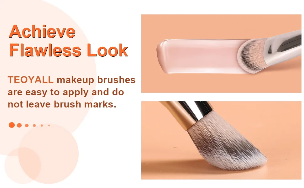 TEOYALL Angled Contour Brush Synthetic Concealer Brush for Blending Setting Buffing with Liquid Cream and Powder Cosmetic (Angled Brush) - angled concealer brush