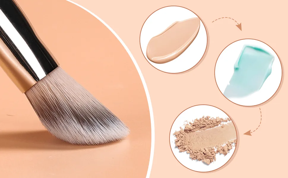 TEOYALL Angled Contour Brush Synthetic Concealer Brush for Blending Setting Buffing with Liquid Cream and Powder Cosmetic (Angled Brush) - angled flat contour brush