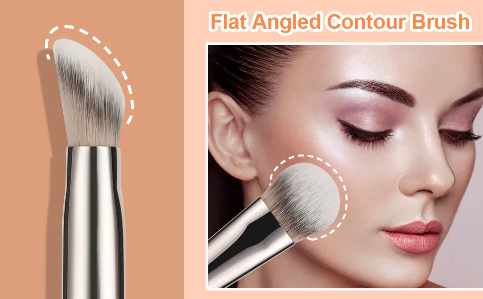 TEOYALL Angled Contour Brush Synthetic Concealer Brush for Blending Setting Buffing with Liquid Cream and Powder Cosmetic (Angled Brush) - coutour brush