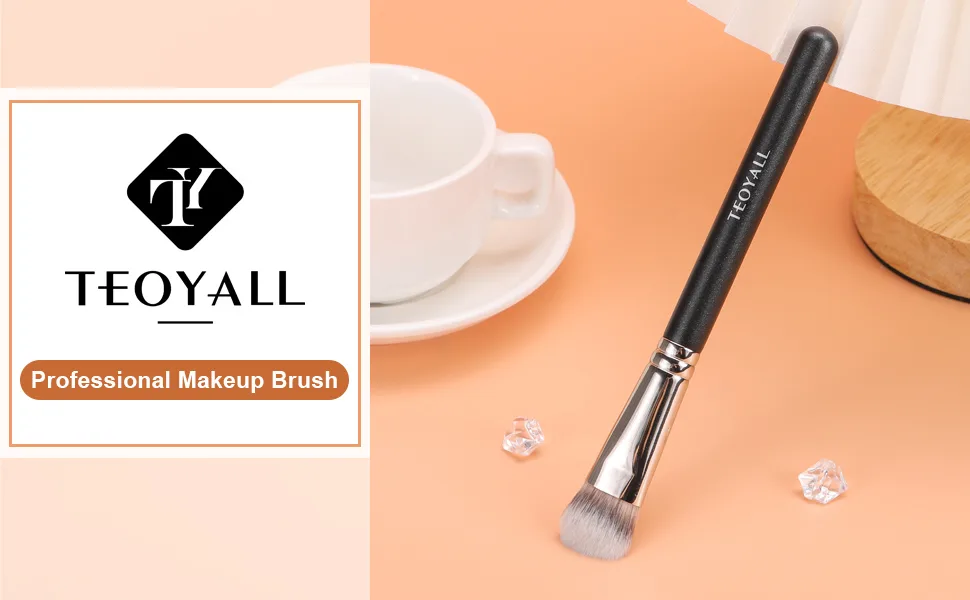 TEOYALL Angled Contour Brush Synthetic Concealer Brush for Blending Setting Buffing with Liquid Cream and Powder Cosmetic (Angled Brush) - flat angled brush